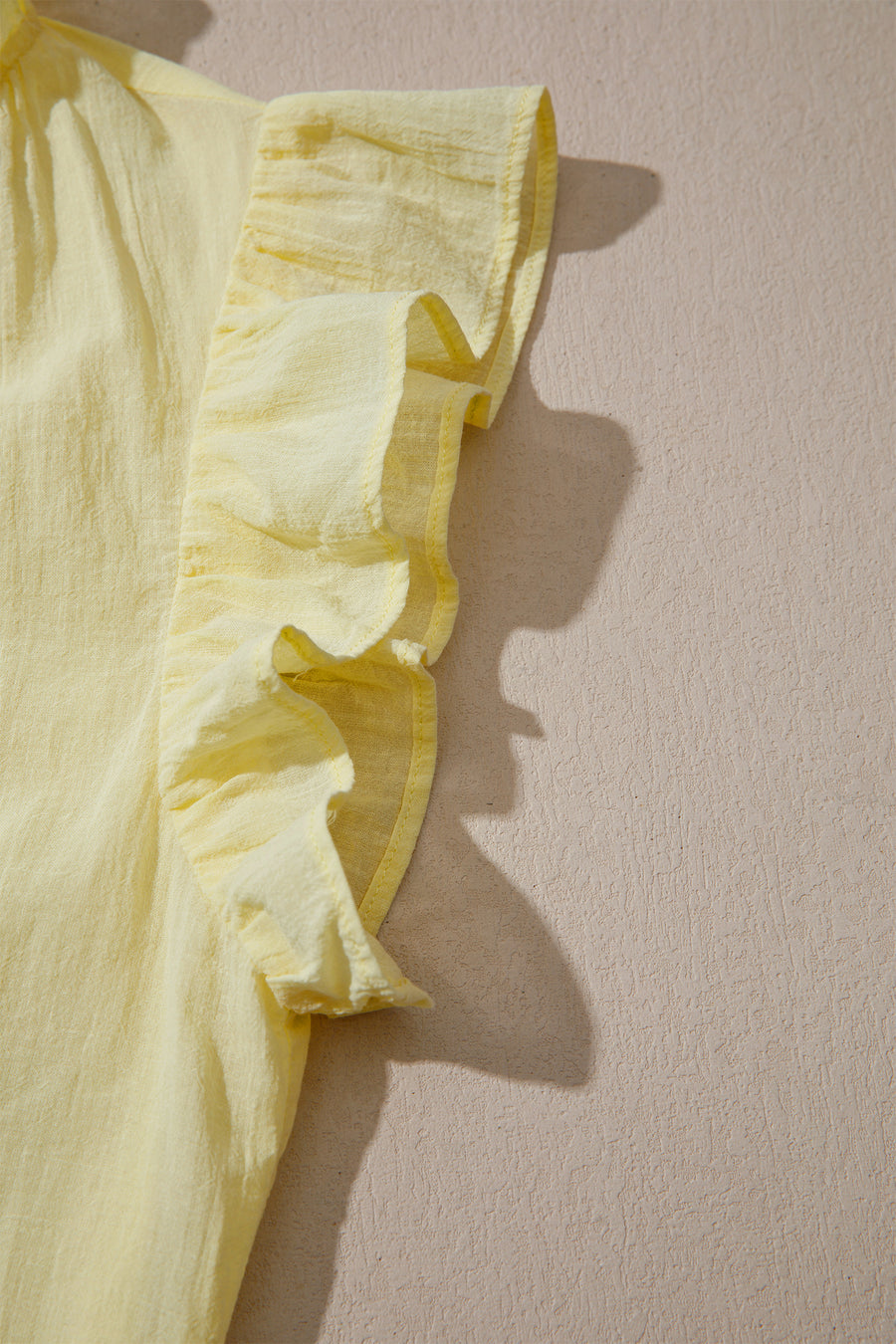Yellow Cream V Neck Ruffle Trim Sleeveless Shift Top