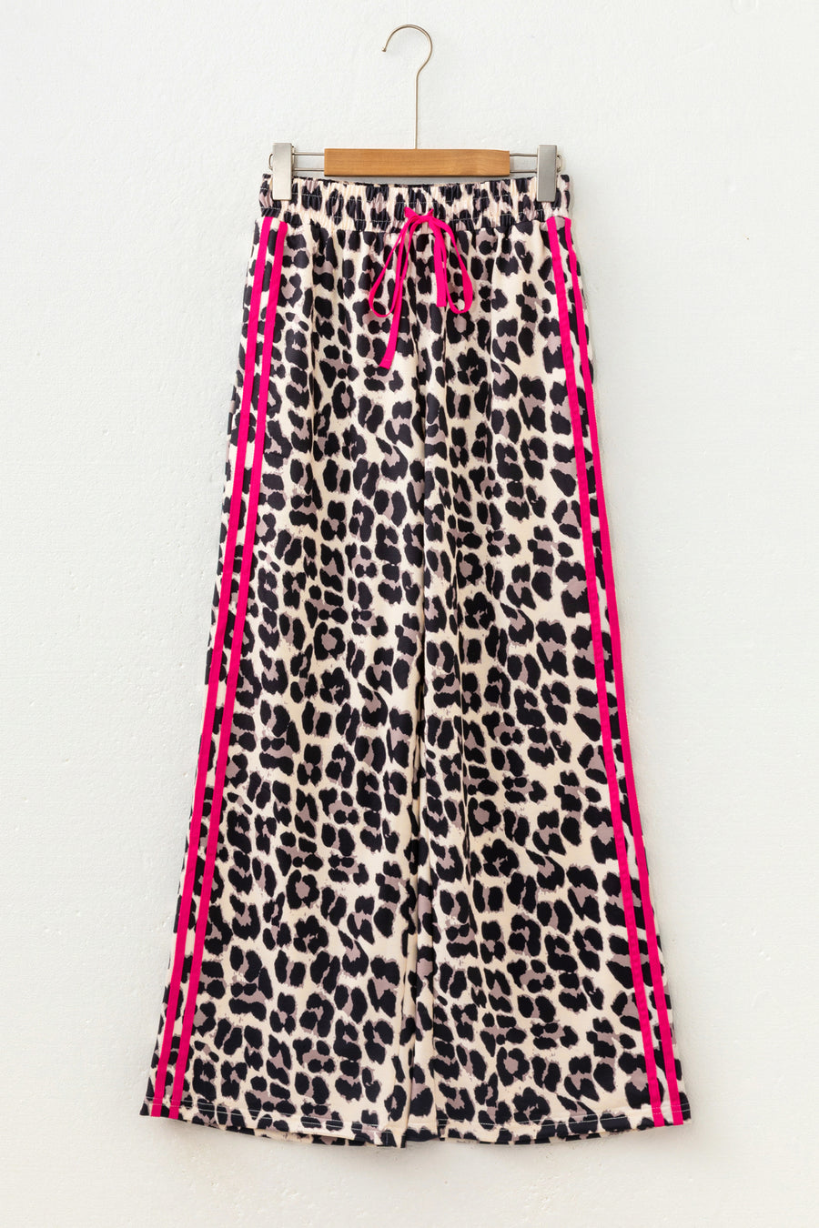 Side Stripe Leopard Wide Leg Trousers Women UK