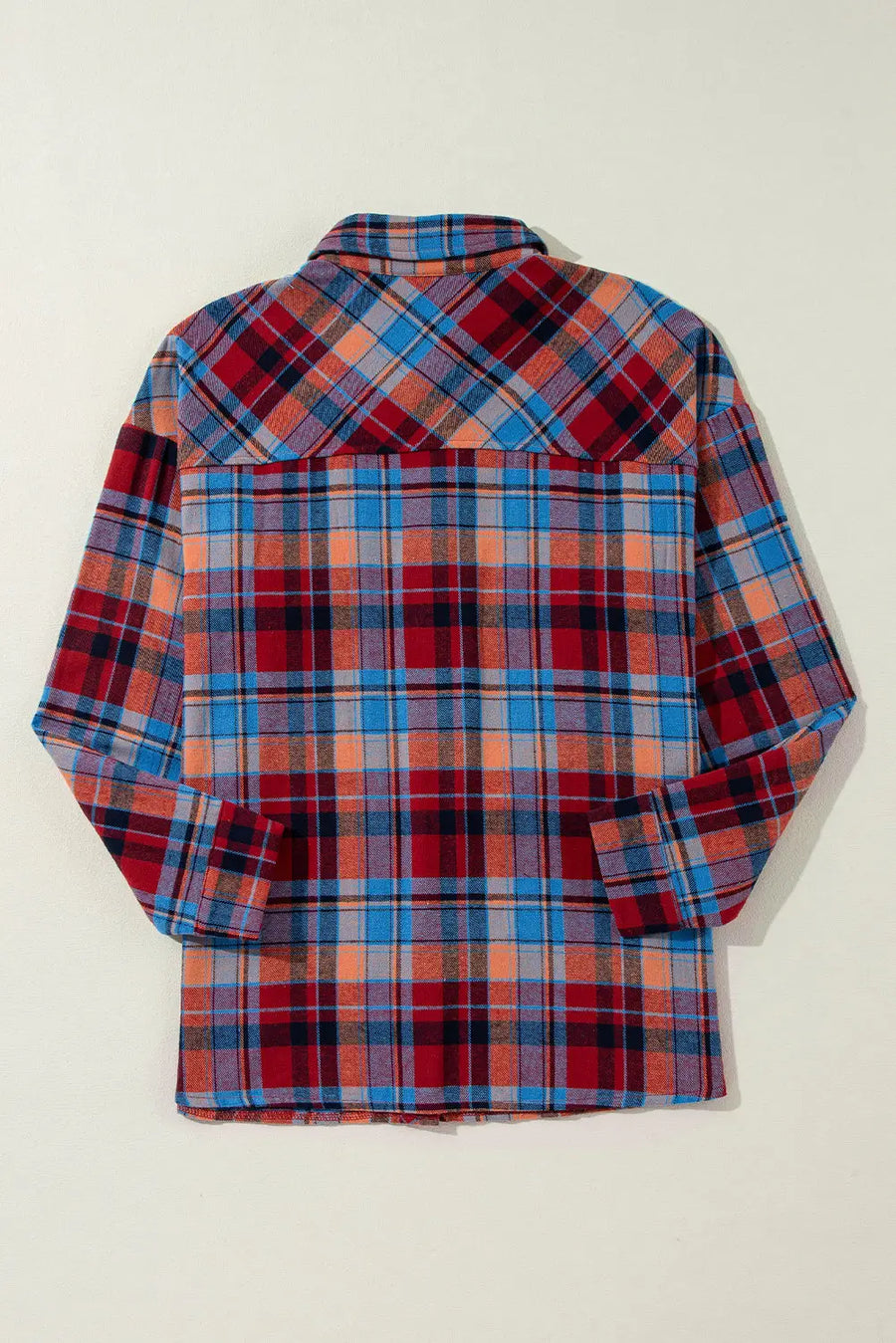 Red tartan plaid casual shirt back view — Fashionfitz UK