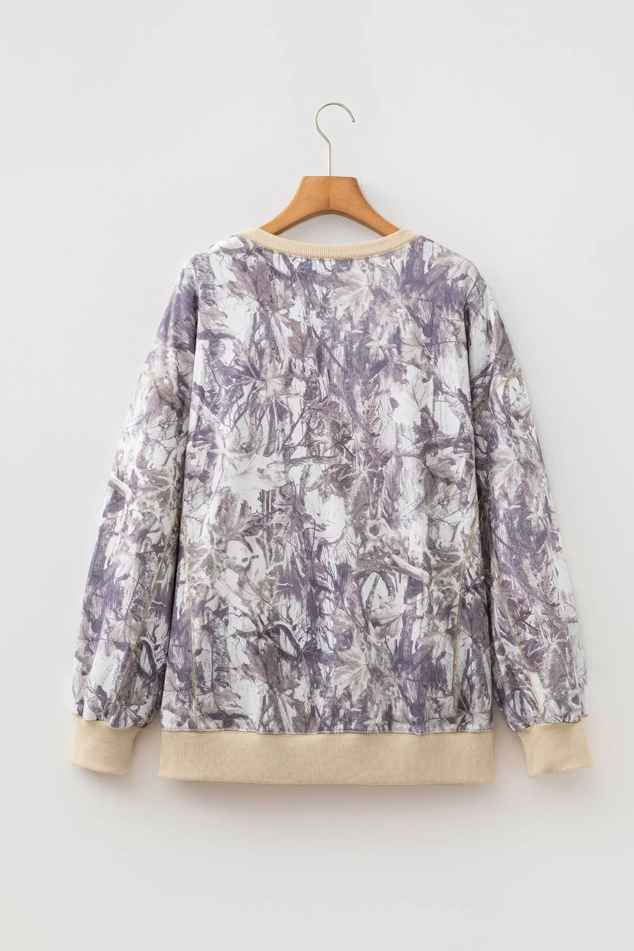Abstract Camo Colorblock Side Split Tunic Sweatshirt Women UK