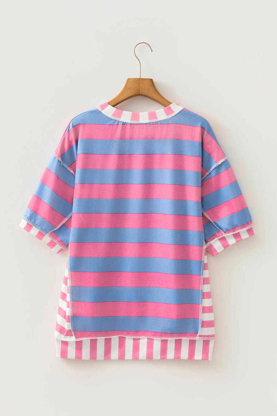 Stripe Exposed Seam Contrast Oversized Top Women UK — styled outfit look | Fashionfitz UK