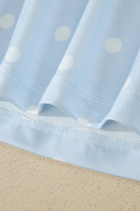 Polka Dot Exposed Seam Loose Tee Drawstring Shorts Two-Piece Set