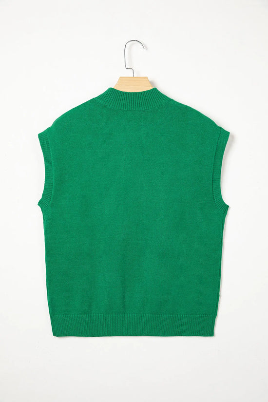 Corded horseshoe western sweater ribbed mock neck short sleeve loose knit sweaters