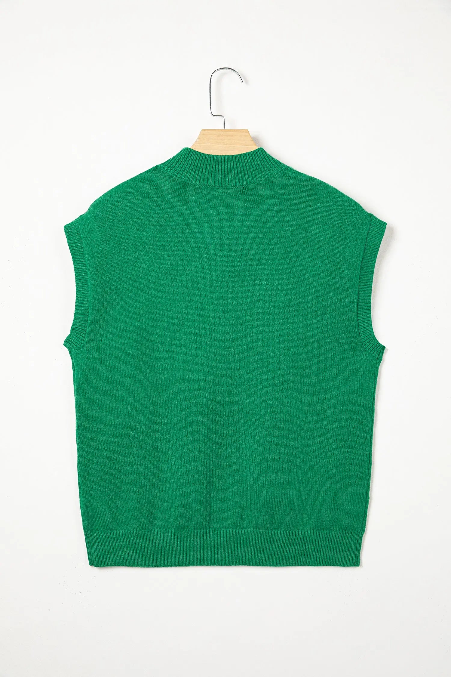 Corded horseshoe western sweater ribbed mock neck short sleeve loose knit sweaters