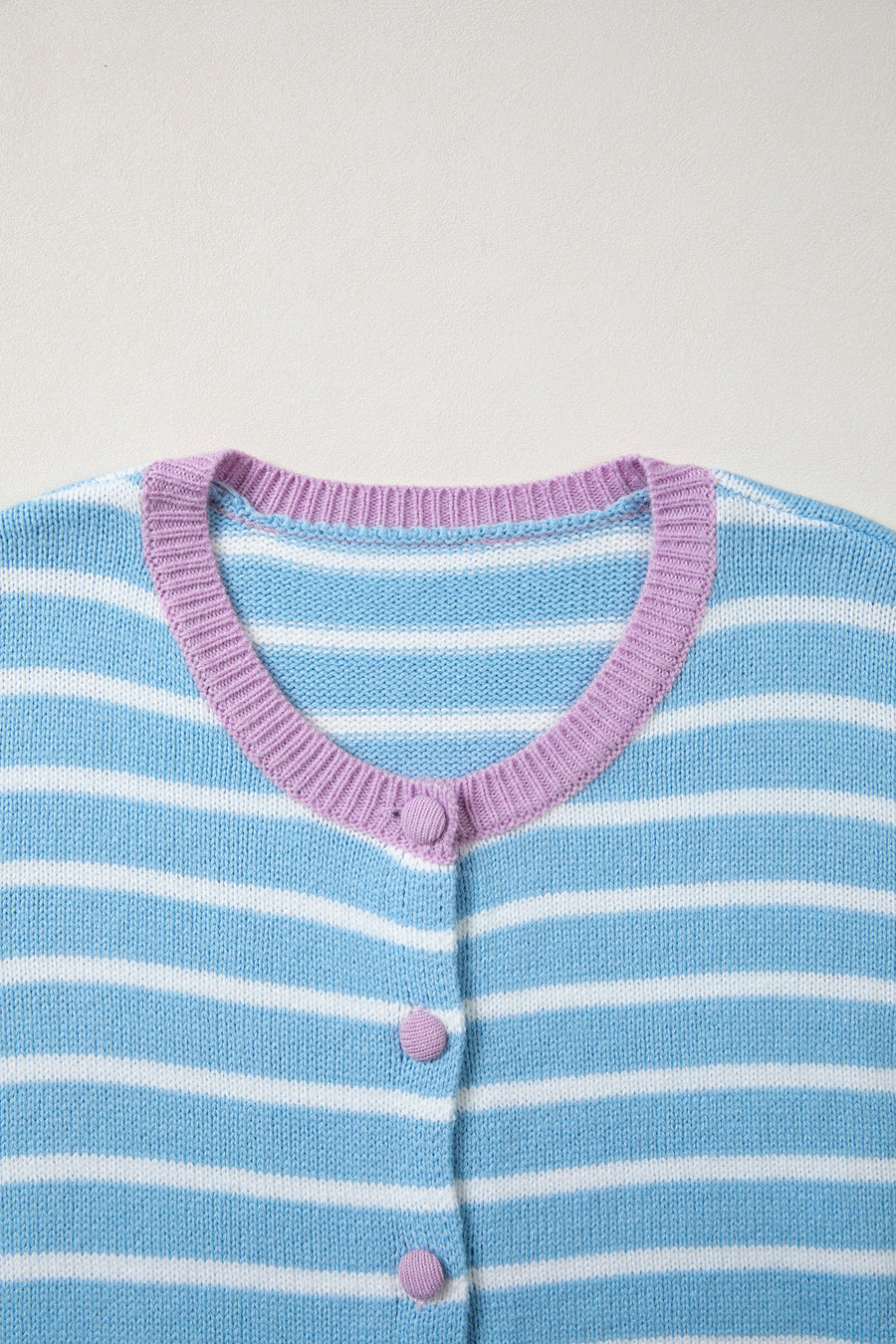 Stripe Contrast Trim Button Down Cardigan Women UK