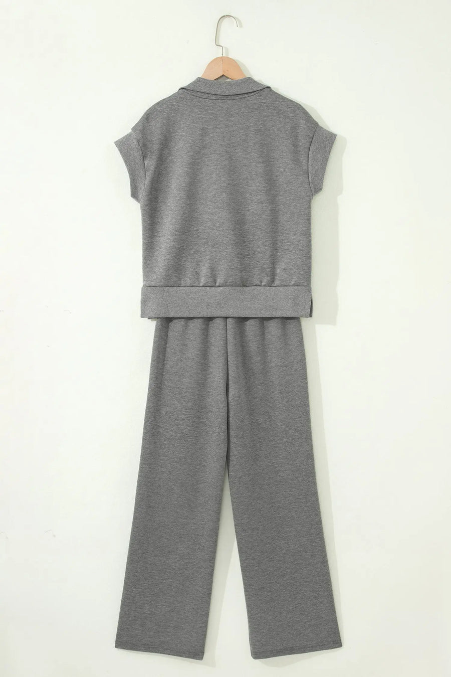 Half zip polo tee & casual pant set two piece short sleeve co-ord outfit sets