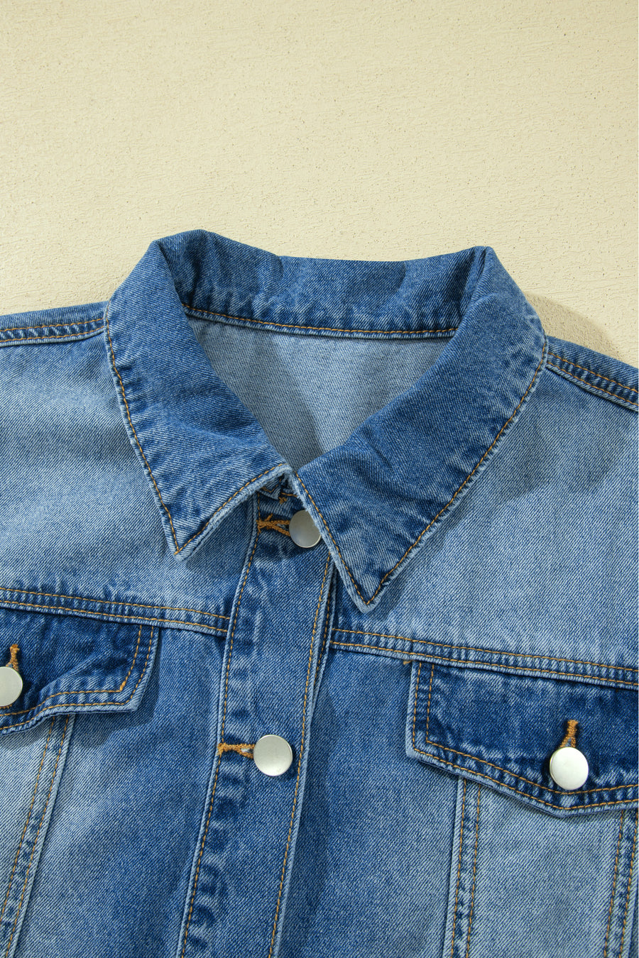 Ruffle Hem Raw Edge Half Sleeve Denim Jacket Women UK