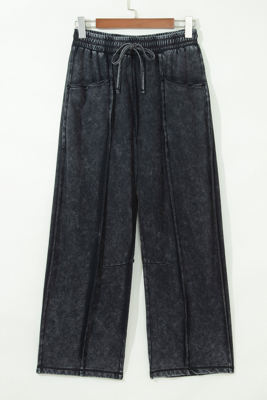 Mineral Wash Barrel Leg Drawstring Trousers Women UK