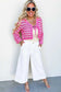 Pink Stripe Crochet Cropped Cardigan