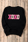 White XOXO Glitter Print Round Neck Casual Sweater