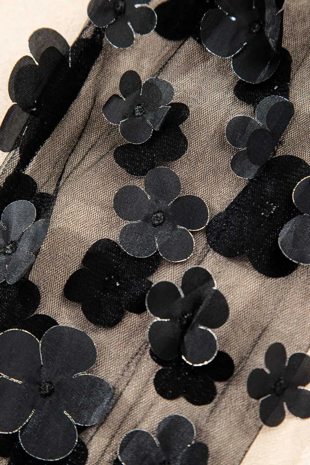 Flower applique mesh blouse blouses