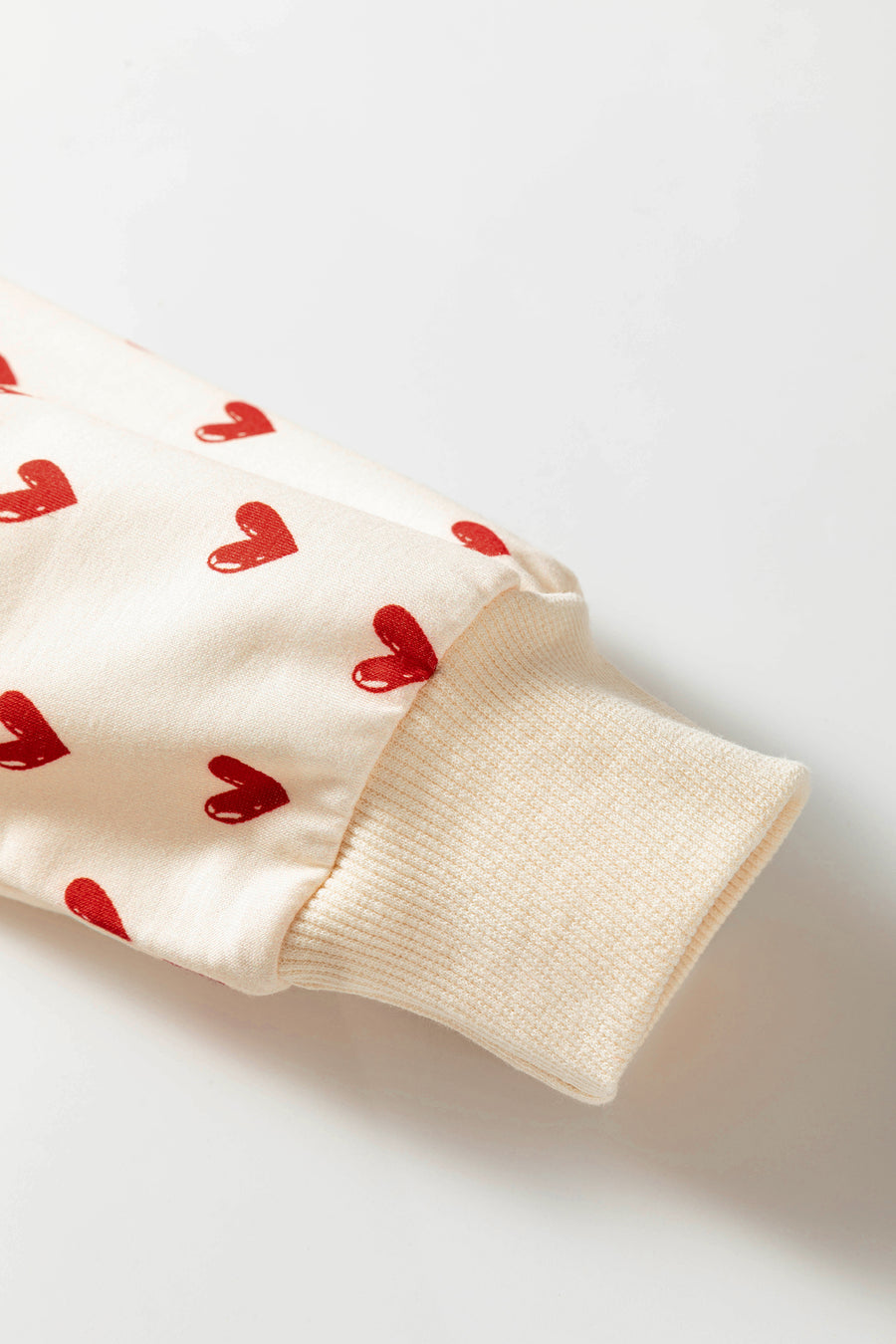 Heart Print Round Neck Long Sleeve Sweatshirt