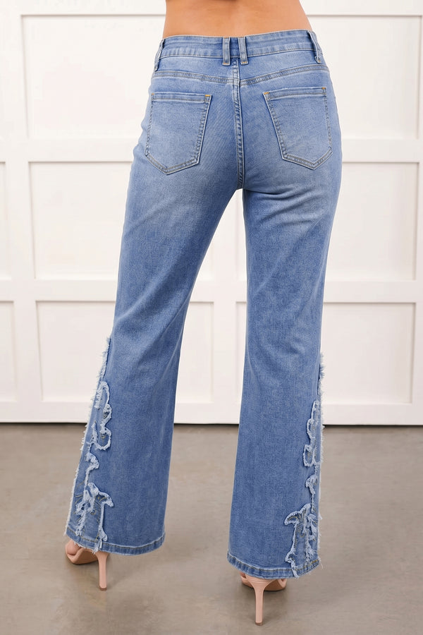 Ashleigh Blue Embroidered Western Flare Leg Jeans