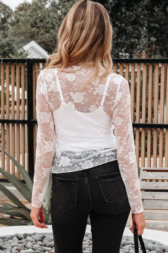 Sheer floral lace top - flirty style | lightweight slim fit