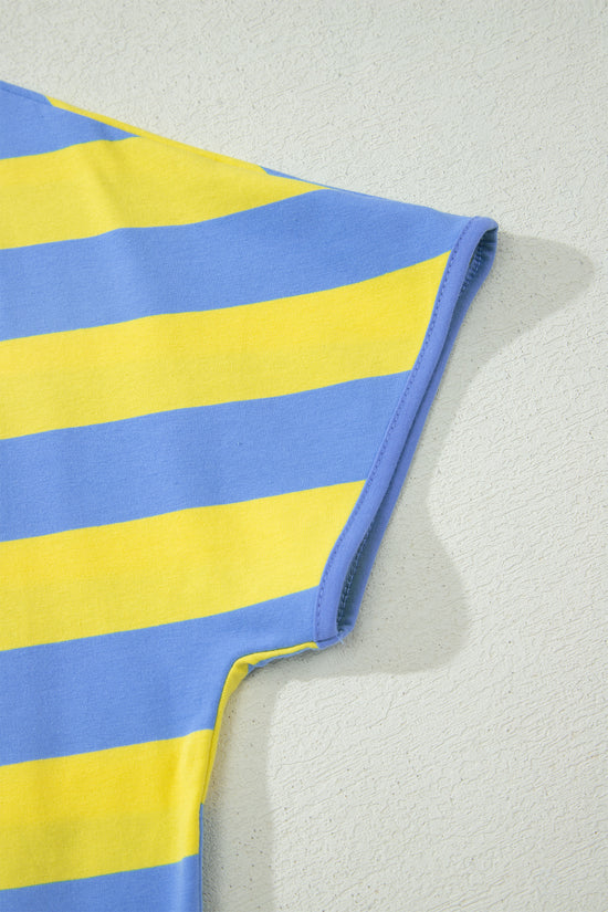 Yellow Stripe Dolman Tee & Drawstring Skort Athletic Set Women UK