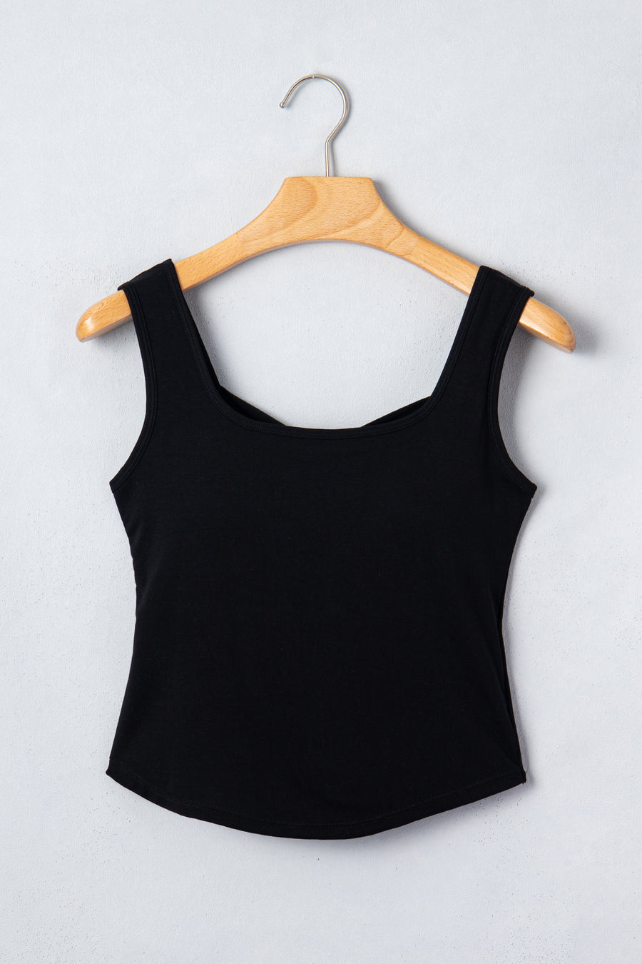 Black Twisted Cross Back U Neck Bra Insert Tank Top Women UK