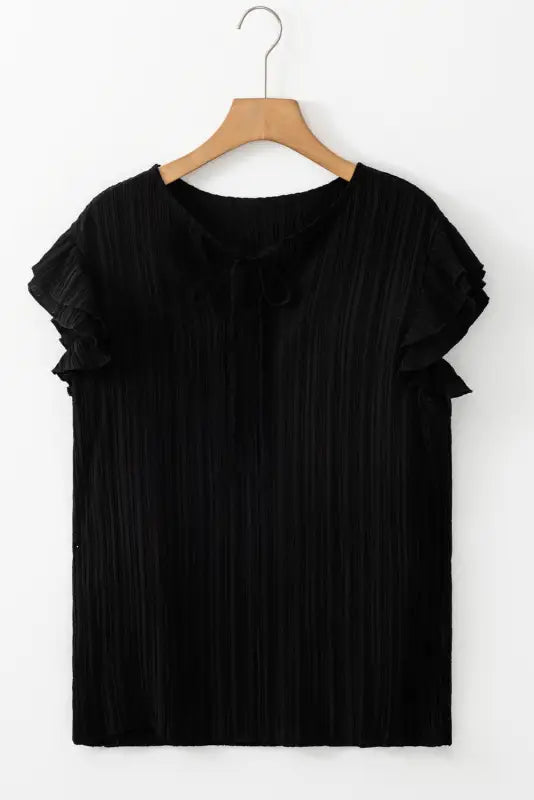 Ebony wave v-neck blouse - blouses