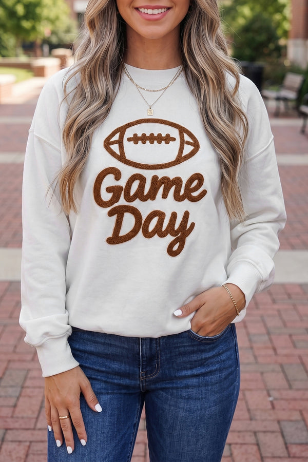 Game Day rugby pattern crewneck sweatshirt women UK | Fashionfitz