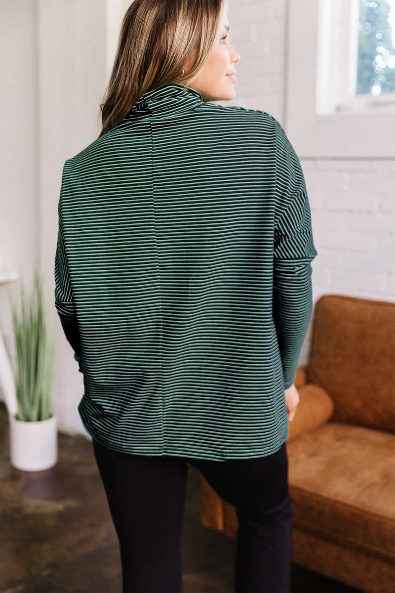 Striped high neck top back view — Fashionfitz UK
