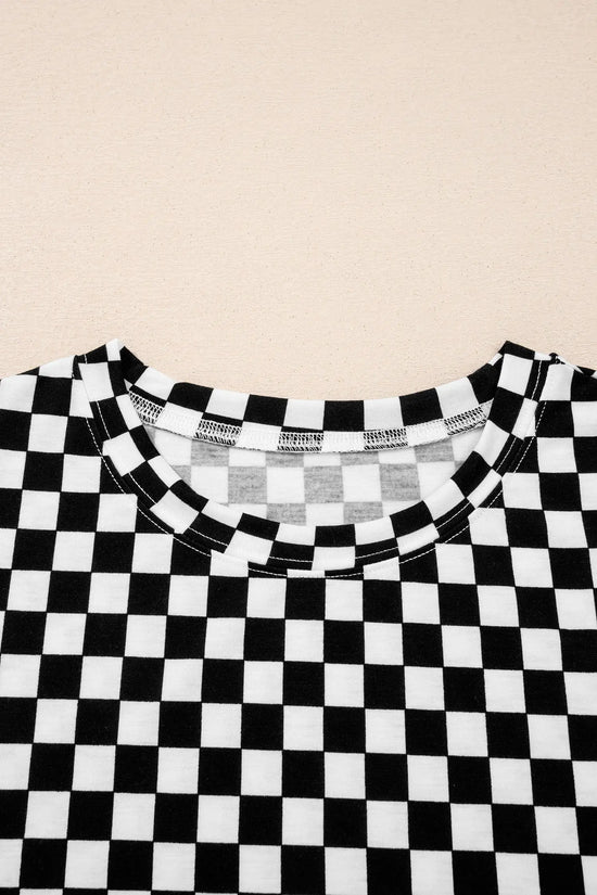 Checkered print half sleeve tee & lounge pants 2-piece loungewear set