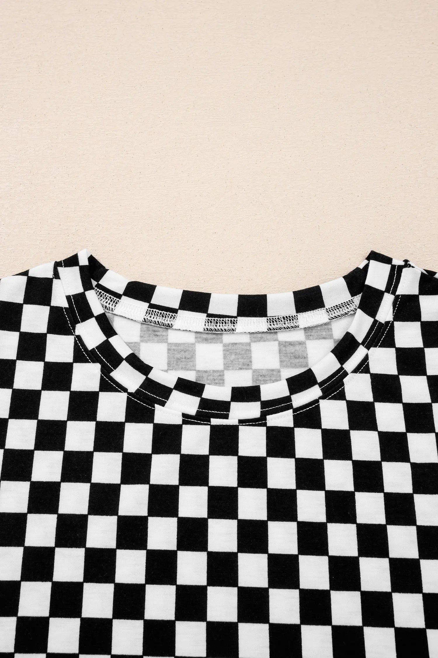 Checkered print half sleeve tee & lounge pants 2-piece loungewear set