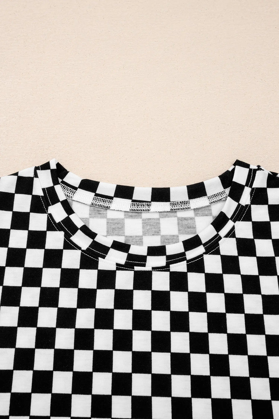 Checkered print half sleeve tee & lounge pants 2-piece loungewear set