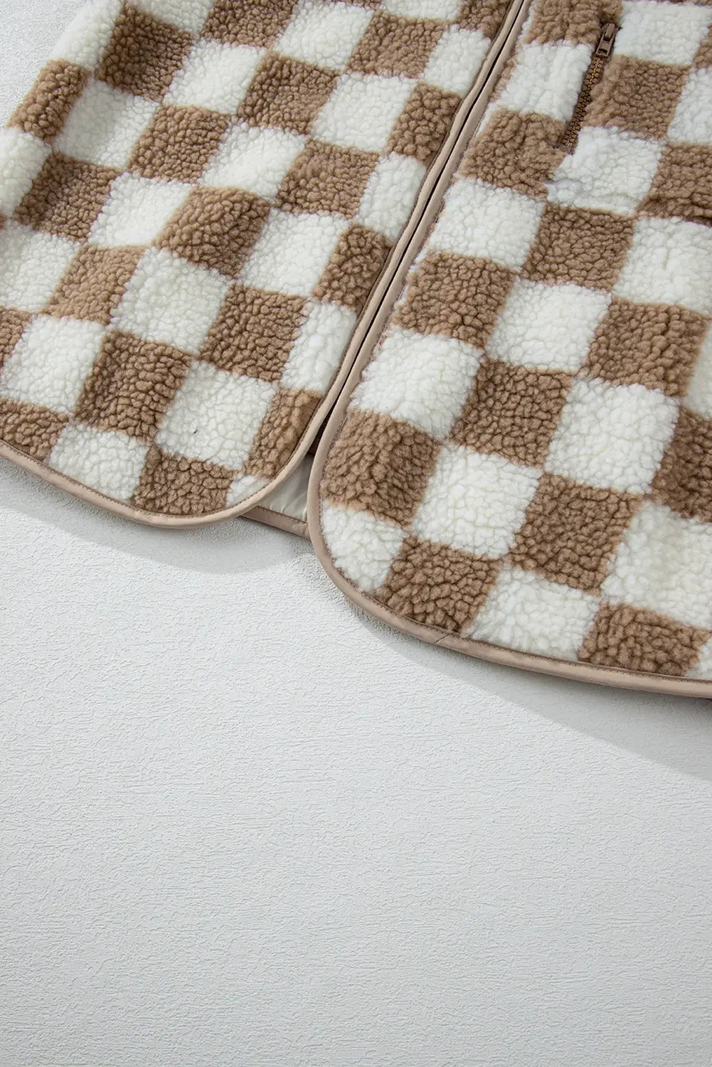 Monochrome mosaic sherpa vest - plaid design