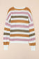 Knitted Loose Sweater - Striped Hollowed