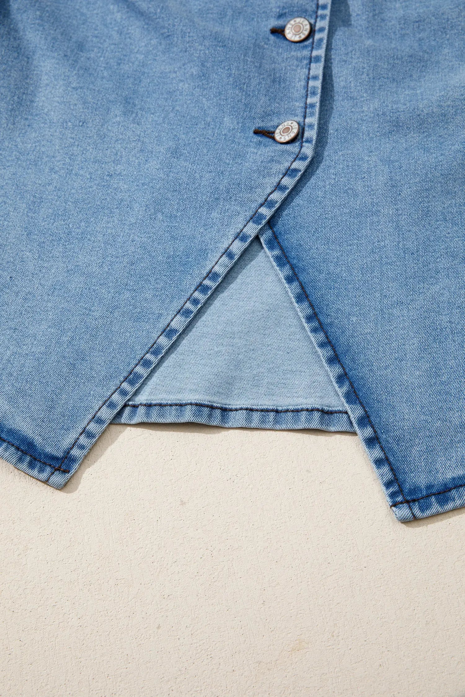 Buttoned front slit denim vest vests