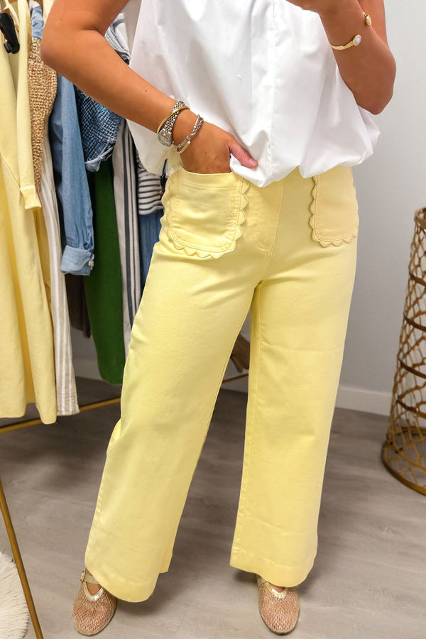 Scalloped Pocket High Waist Straight Leg Jeans Women UK