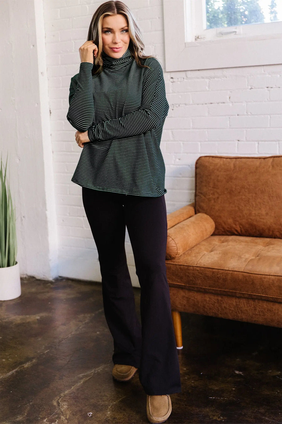 Striped long sleeve top alternative angle — Fashionfitz UK
