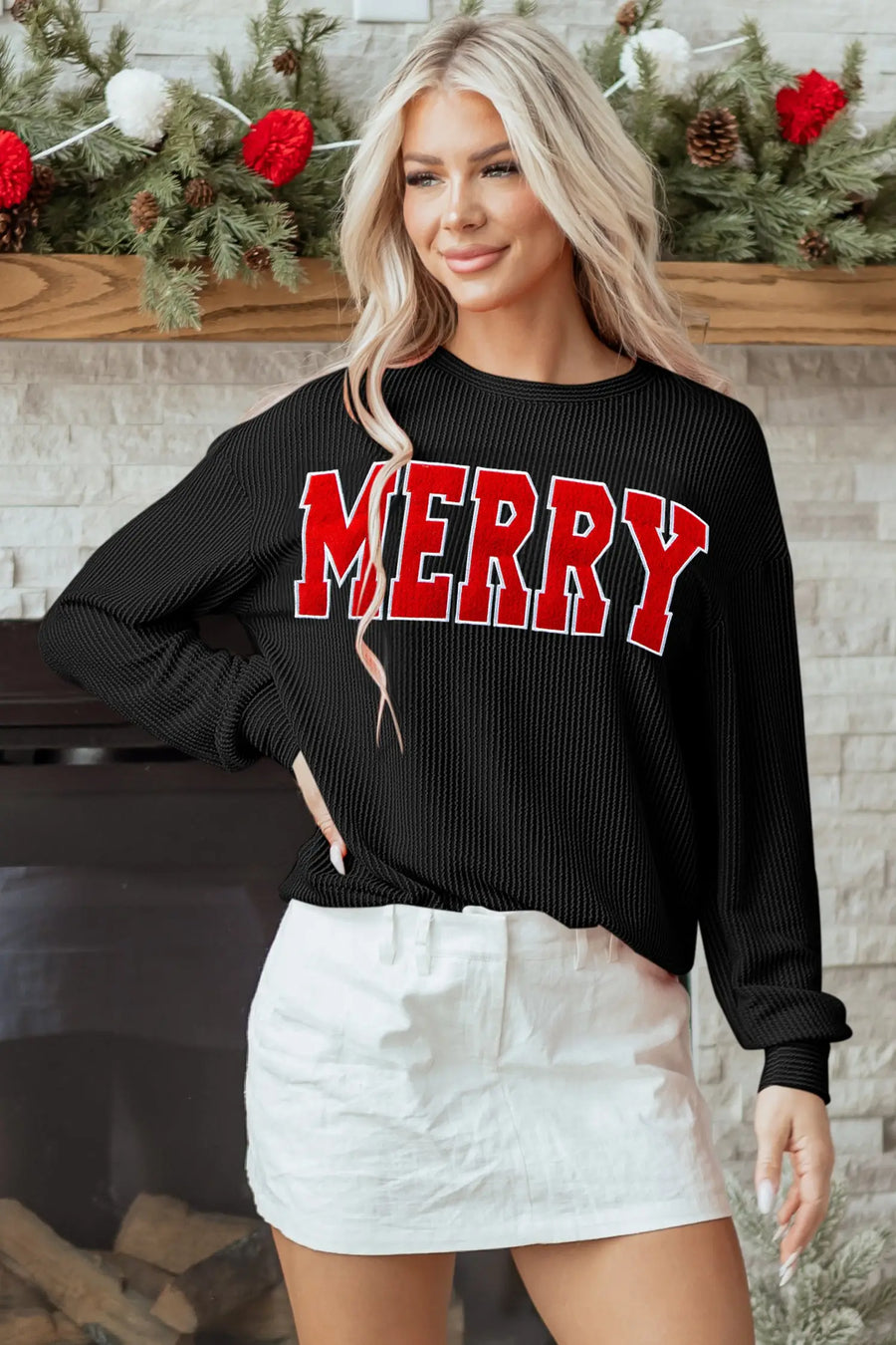 White Football 3D Letter Graphic Crew Neck Sweatshirt Women UK