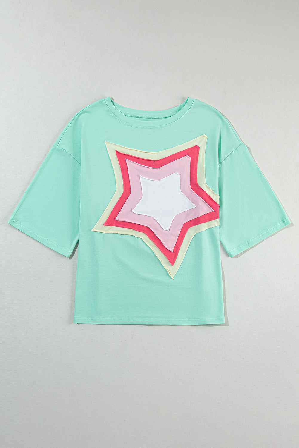 Star patched half sleeve oversized tee - tops/tops & tees