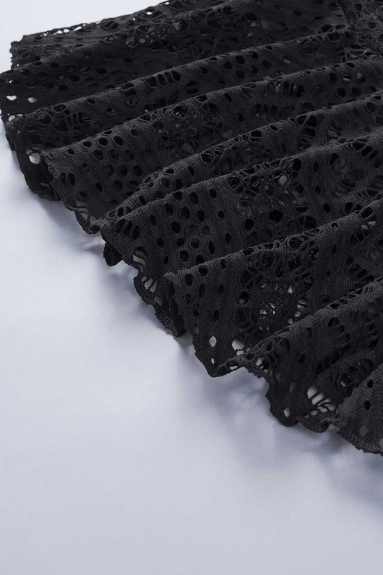 Black Crochet Lace Swim Skorts