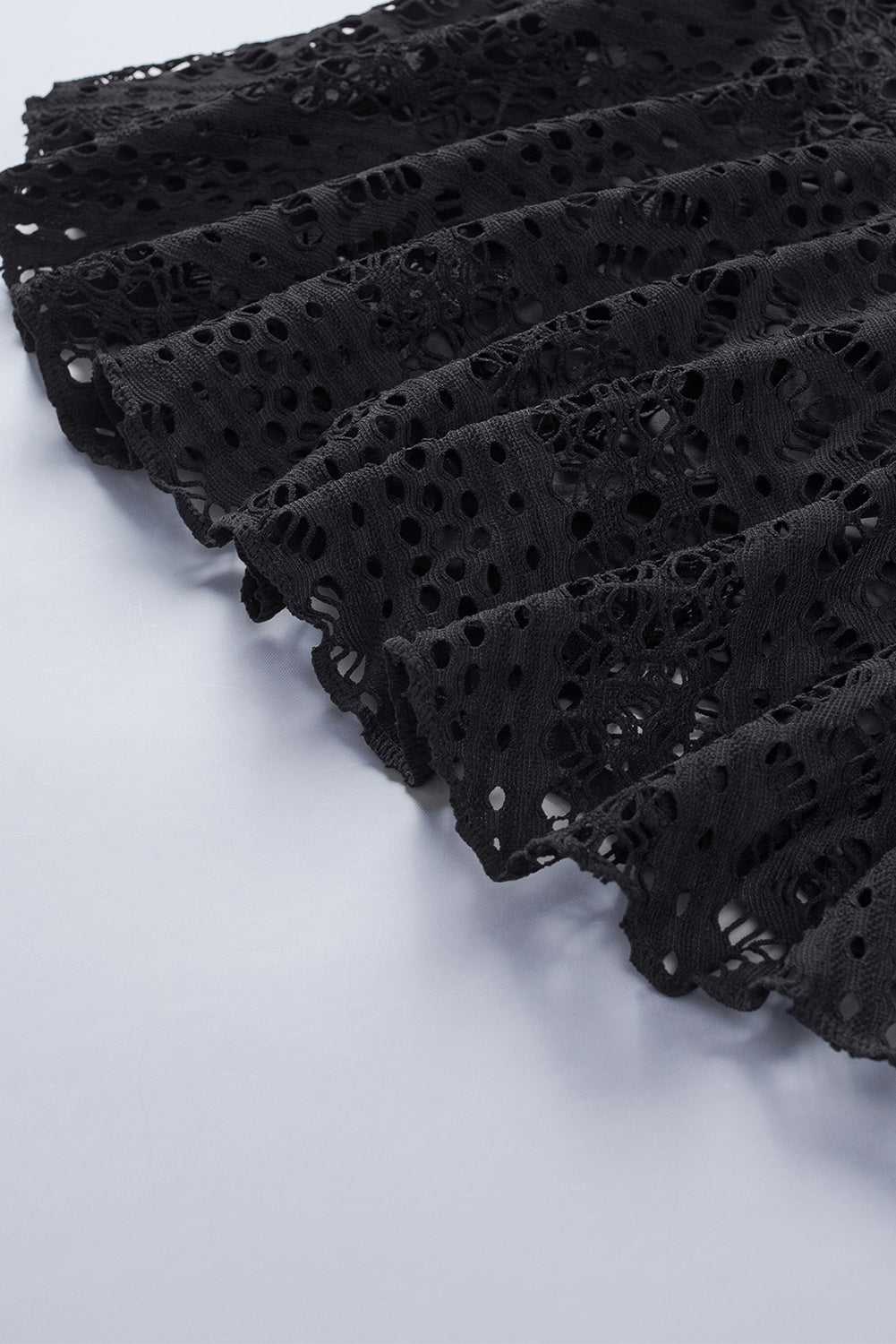 Black Crochet Lace Swim Skorts