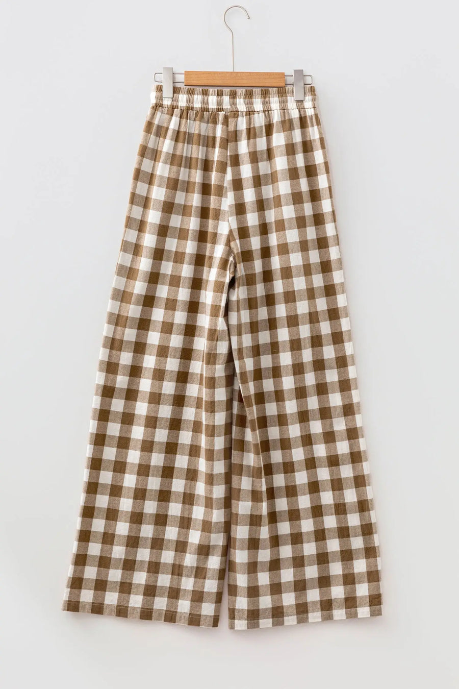 Gingham Wide Leg Trousers Women UK — fabric texture detail | Fashionfitz UK