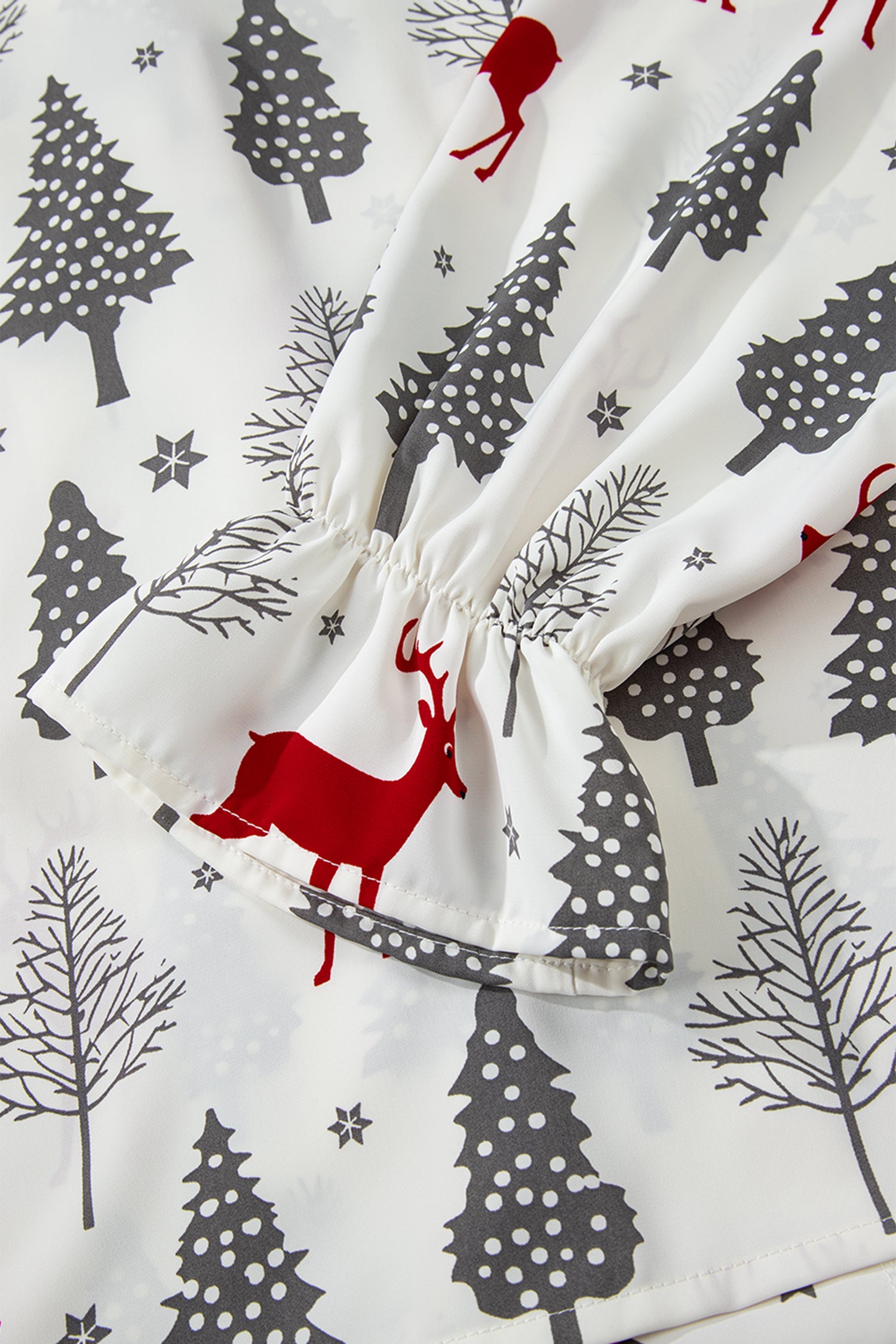 White Christmas Print Velvet Trim Pyjamas