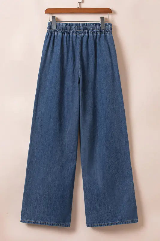 Elastic waist wide leg jeans