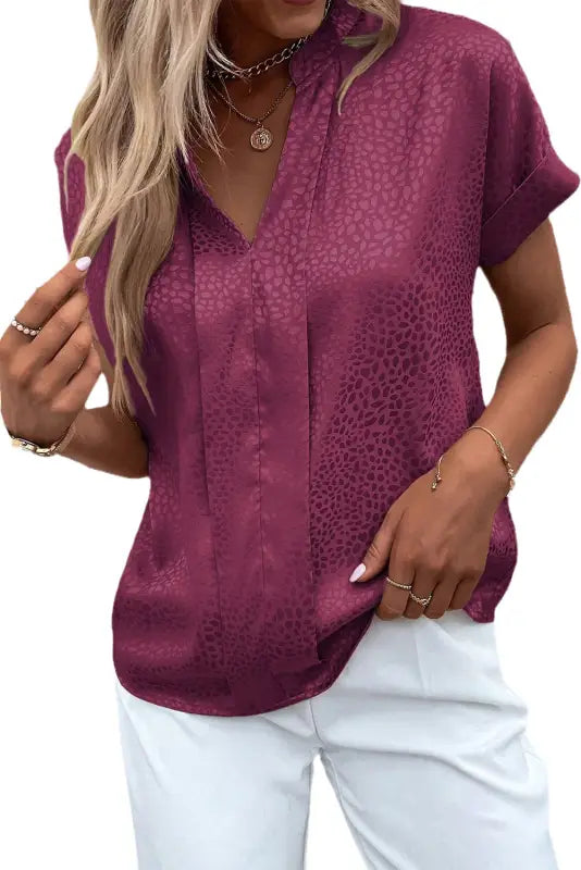 Elegance v-neck blouse - red leopard - blouses