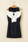 Elegant noir mini dress with bowknot applique