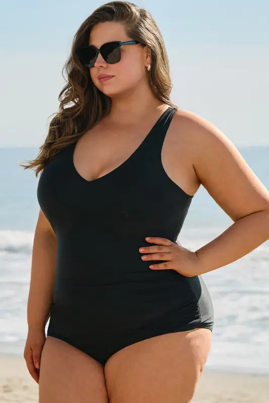 Elegant black swimsuit - plus size by fashionfitz