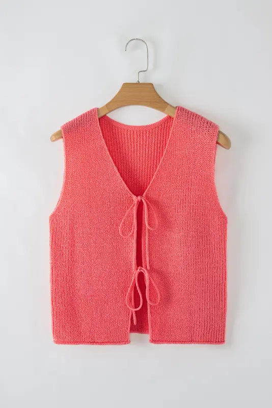 Elegant lace-up cosy vest - summer knitwear | fashionfitz