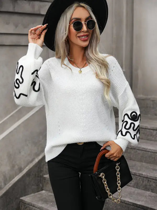 Elegant pattern knitwear sweater - sweaters & cardigans