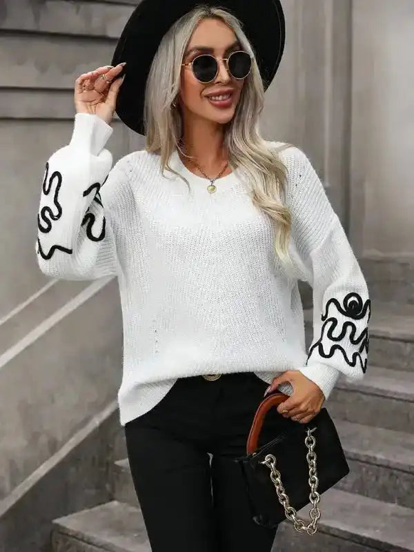 Elegant Pattern Knitwear Sweater - Fashionfitz