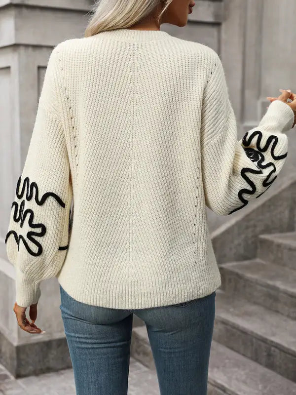 Elegant pattern knitwear sweater - sweaters & cardigans