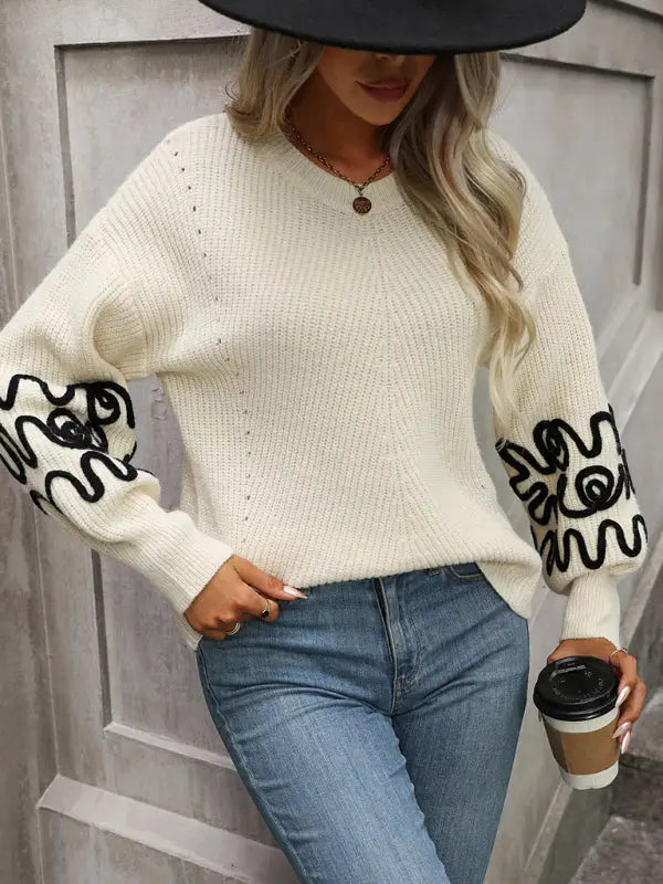 Elegant pattern knitwear sweater - sweaters & cardigans