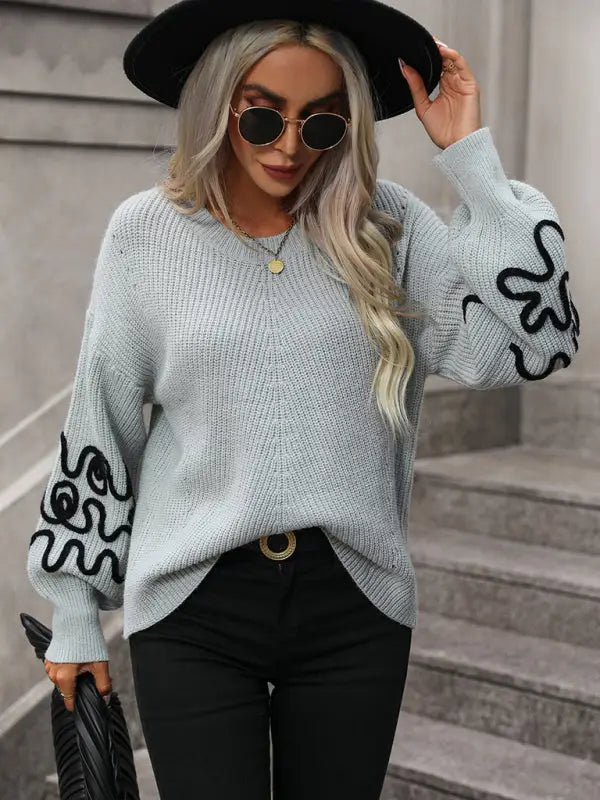 Elegant pattern knitwear sweater - sweaters & cardigans