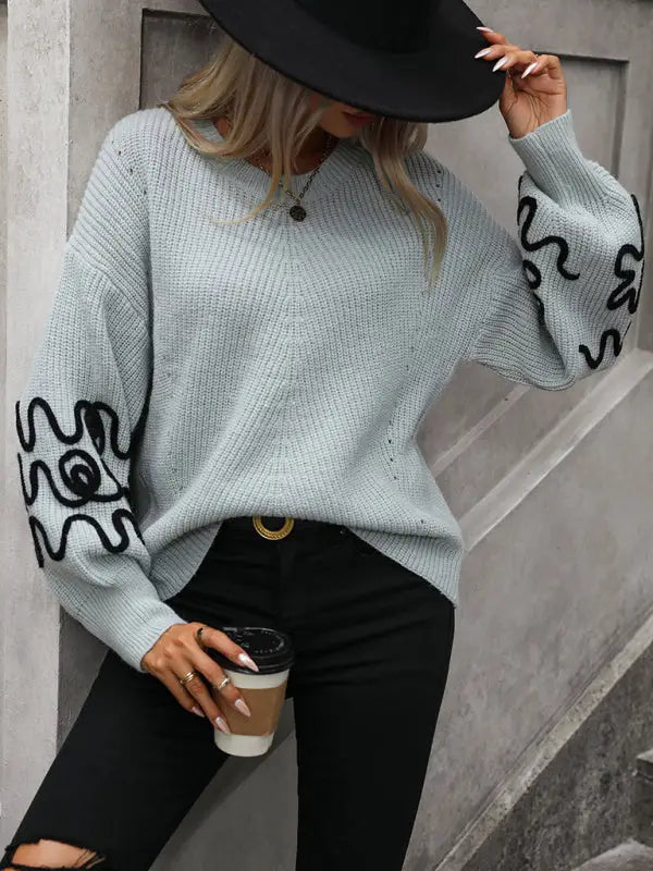 Elegant pattern knitwear sweater - sweaters & cardigans