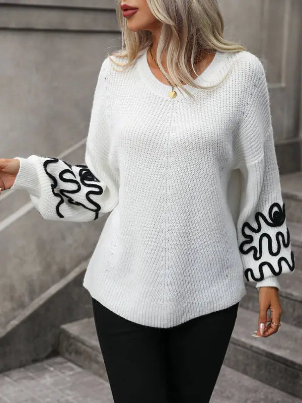 Elegant pattern knitwear sweater - sweaters & cardigans