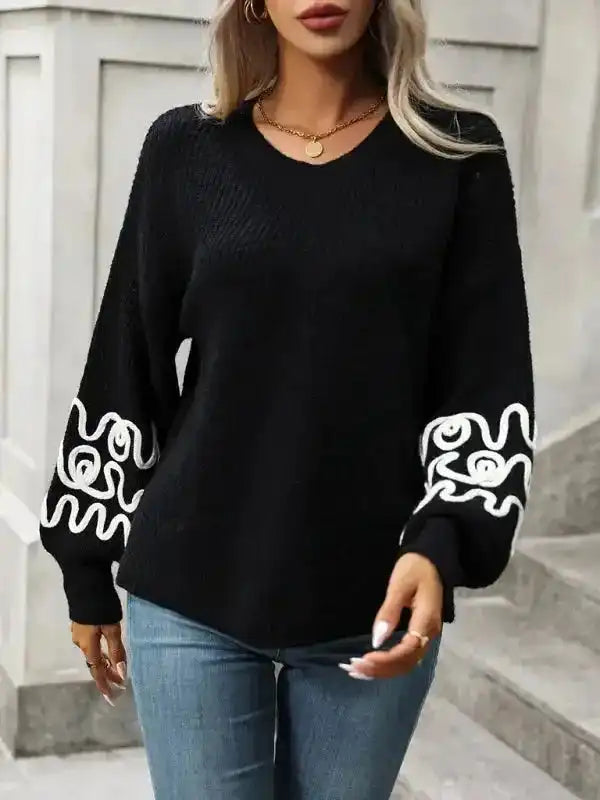 Elegant Pattern Knitwear Sweater - Fashionfitz